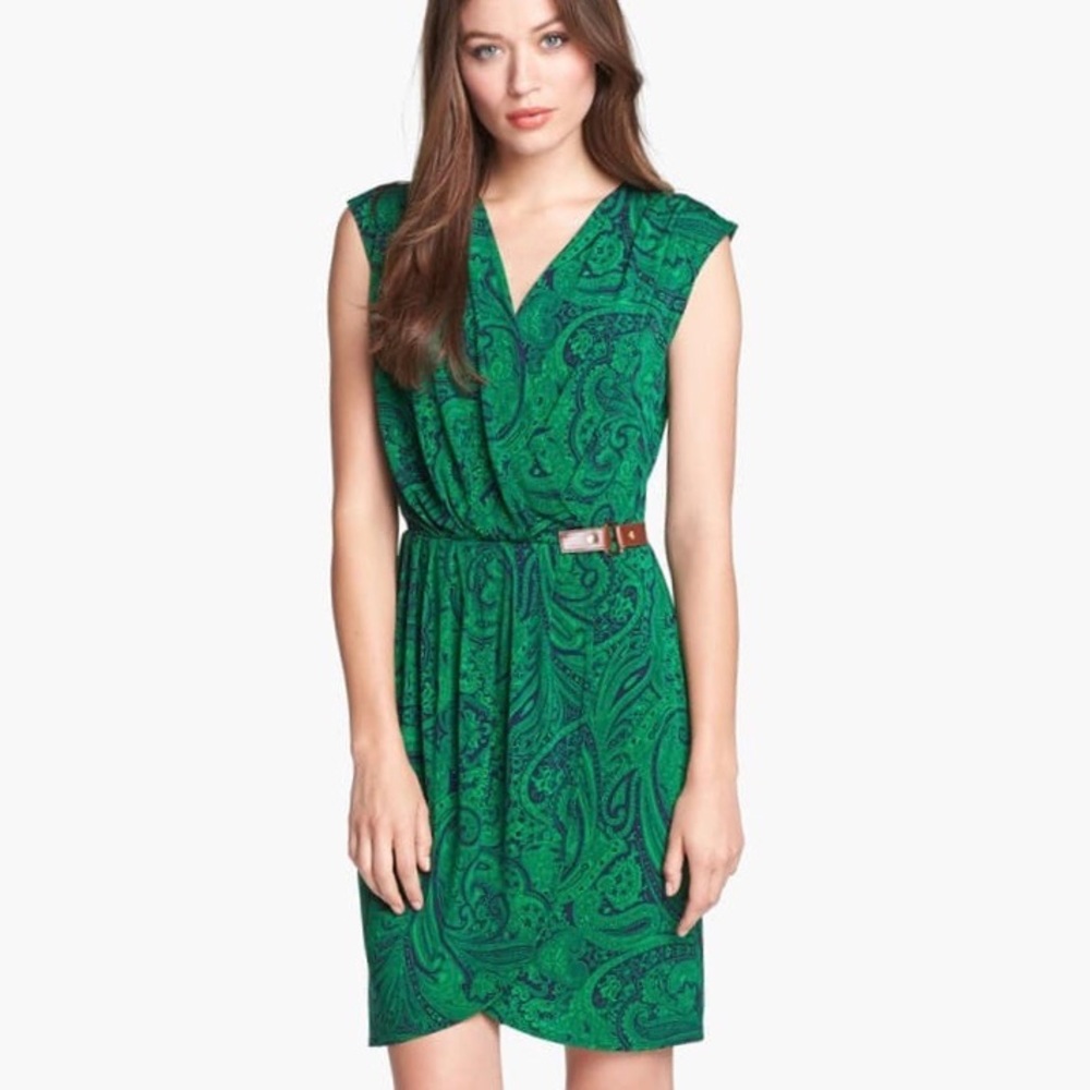 Michael Kors Paisley Print faux wrap dress